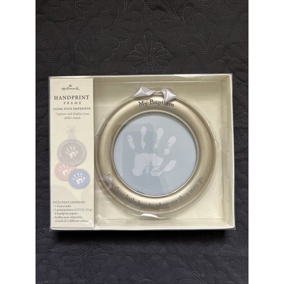 Hallmark Baptism Handprint Frame Bless These Little Hands Baby Print New In Pkg - Picture 1 of 8